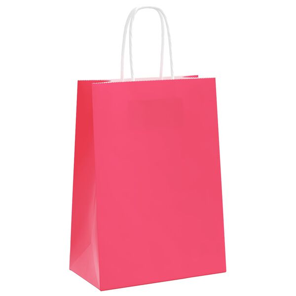 vidaXL Papieren zakken 50 st met hengsels 15x8x21 cm roze