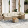 vidaXL 7-delige Loungeset met kussens poly rattan beige