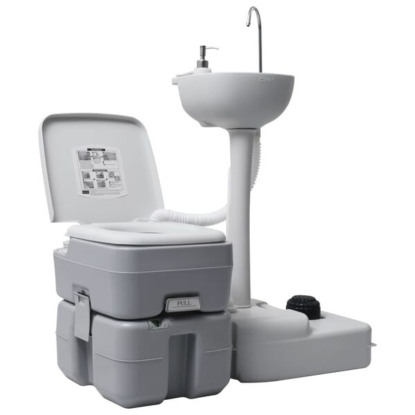 vidaXL Campingtoilet en wasbak met watertank