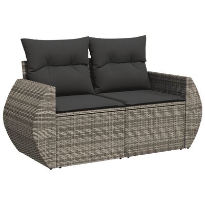 vidaXL 4-delige Loungeset met kussens poly rattan grijs