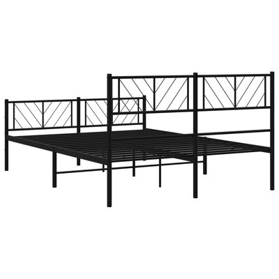 vidaXL Bedframe met hoofd- en voeteneinde metaal zwart 135x190 cm