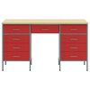 vidaXL Werk kast 3 pcs Rood 150 x 55 x 85 cm Engineered hout en staal