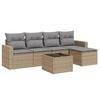 vidaXL 6-delige Loungeset met kussens poly rattan beige