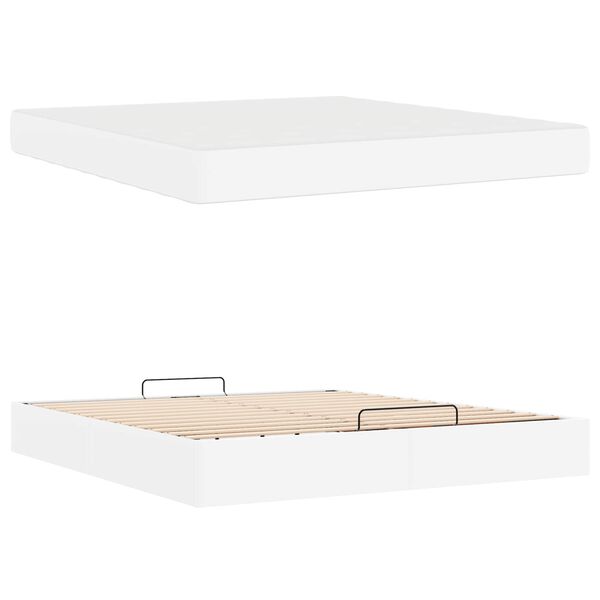 vidaXL Bedframe met matras met matras 2 pcs Wit PVC