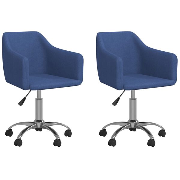 vidaXL Eetkamerstoelen 2 st draaibaar stof blauw
