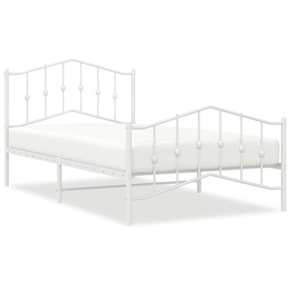 vidaXL Bedframe met hoofd- en voeteneinde&nbsp;metaal wit 107x203 cm