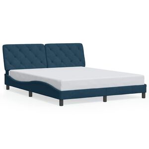 vidaXL Bedframe zonder matras fluweel blauw 160x200 cm