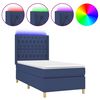 vidaXL Boxspring met matras en LED stof blauw 100x200 cm