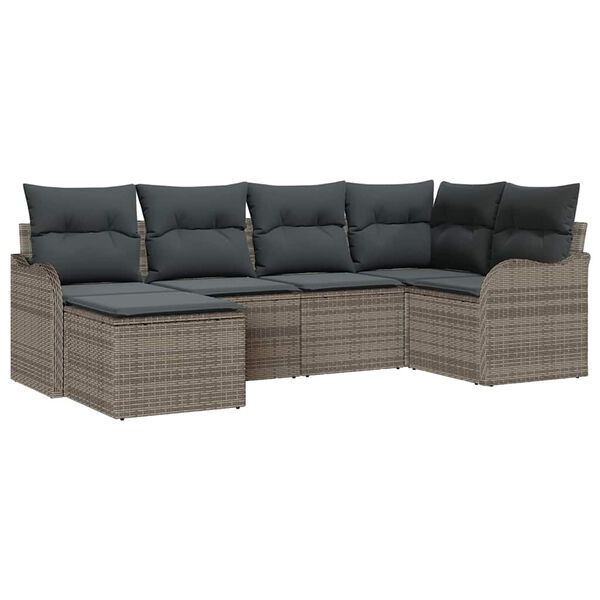 vidaXL Tuin Sofa Set 6 pcs Grijs poly rattan