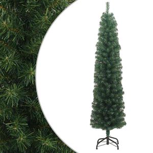 vidaXL Kunstkerstboom met standaard smal 240 cm PVC groen