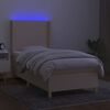vidaXL Boxspring met matras en LED stof cr&egrave;mekleurig 80x200 cm