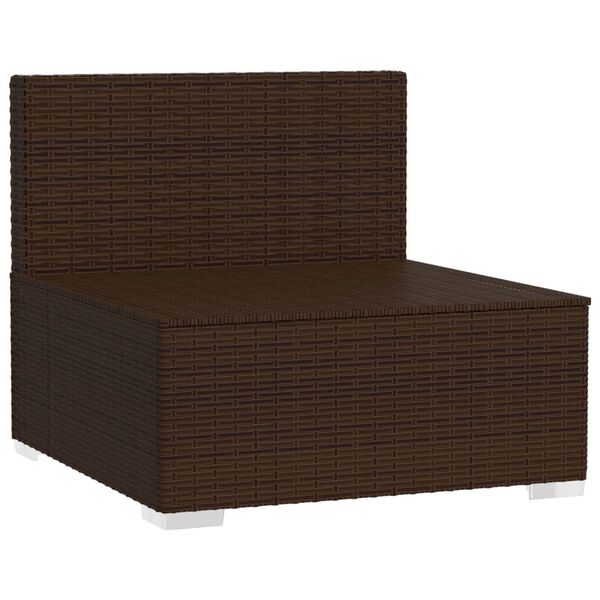 vidaXL Bank 3-zits met kussens poly rattan bruin