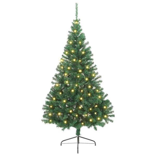 vidaXL Kunstmatig Voorverlicht Kerstboom met 300 LED Groen 240 cm PVC