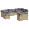 vidaXL 12-delige Loungeset met kussens poly rattan beige