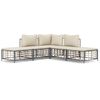 vidaXL 5-delige Loungeset met kussens poly rattan antracietkleurig