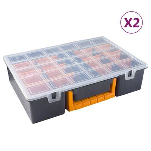 vidaXL Assortimentsdozen 2 st met verdelers 360x250x85 mm polypropeen