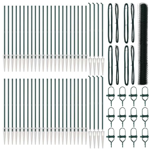 vidaXL Hecke met palen Groen 1.6 x 100 m PVC-gecoat staal