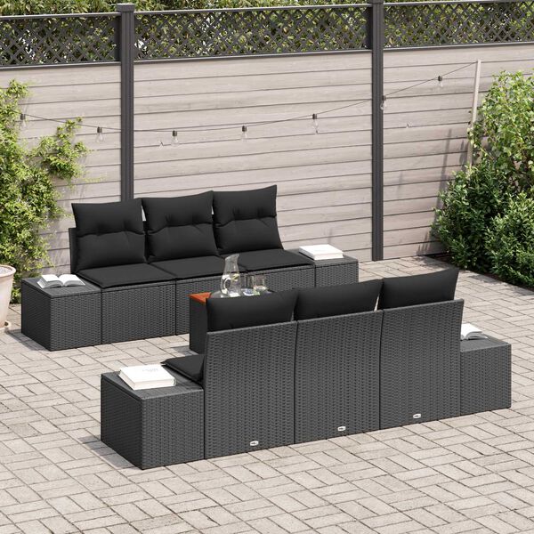 vidaXL Tuin Sofa Set 7 pcs Zwart