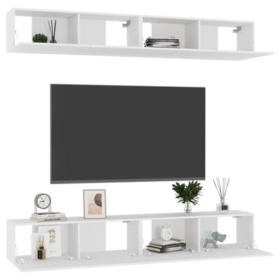 vidaXL Tv-meubelen 4 st 100x30x30 cm bewerkt hout wit