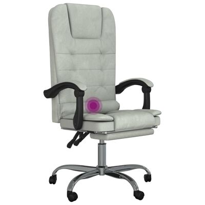 vidaXL Kantoorstoel massage verstelbaar fluweel lichtgrijs