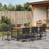 vidaXL Tuin eettafelset 9 pcs Zwart poly rattan