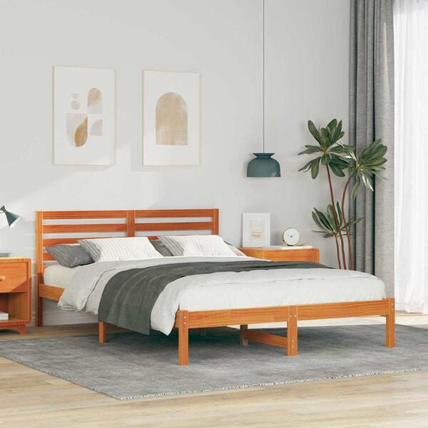 vidaXL Bedframe Wasbruin 140 x 220 cm Massief grenenhout