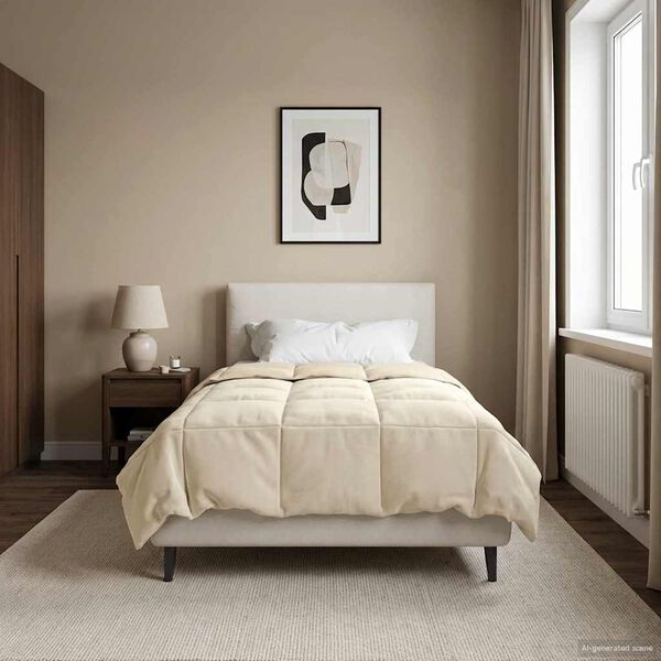 vidaXL Zomerdekbed Gekwilt Cr&egrave;me 135 x 220 cm Microfiber