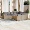 vidaXL 11-delige Loungeset met kussens poly rattan gemengd beige