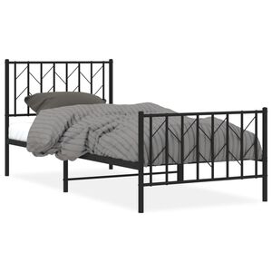 vidaXL Bedframe met hoofd- en voeteneinde metaal zwart 90x190 cm