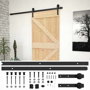 vidaXL Schuifdeur 80 x 210 cm Massief grenenhout Naturel en Zwart