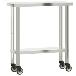vidaXL Keukenwerktafel met wielen 82,5x30x85 cm roestvrij staal
