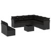 vidaXL 10-delige Loungeset met kussens poly rattan zwart