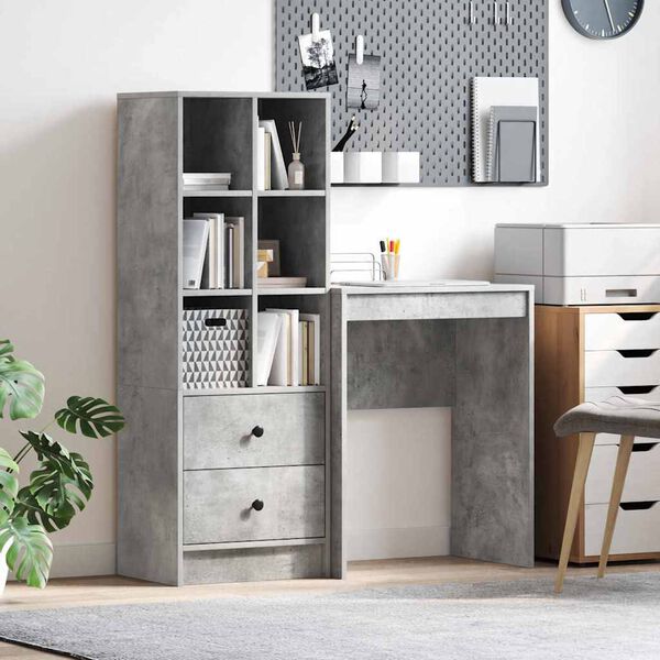 vidaXL Bureau met lade 2 pcs Beton Grijs