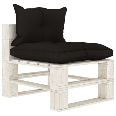 vidaXL 8-delige Loungeset met zwarte kussens pallet hout