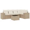 vidaXL 6-delige Loungeset met kussens poly rattan beige