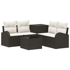 vidaXL Bankstel 6 st Zwart en Cream Wit 55 x 55 x 37 cm
