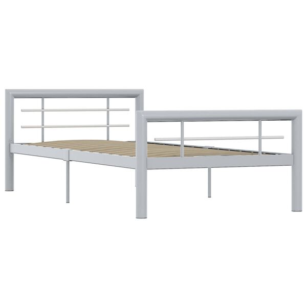 vidaXL Bedframe metaal grijs en wit 90x200 cm