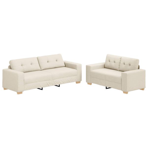 vidaXL Bank 2 pcs Beige Linnen-mix stof