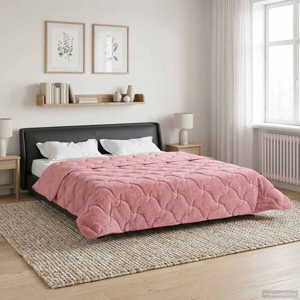 vidaXL Vol jaar dekbed Roze 240 x 260 cm Microfiber en Teddy fleece