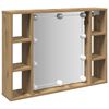 vidaXL Spiegelkast met LED 76x15x55 cm bewerkt hout artisanaal eiken