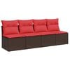 vidaXL | Tuinbank | met kussen Bruin 220 x 62 x 69 cm poly rattan