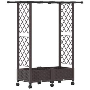 vidaXL Verhoogd Bed met Trellis en Dak Bruin 122,5 x 40 x 127 cm PP