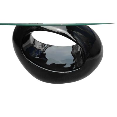 vidaXL Salontafel met ovale glazen tafelblad hoogglans zwart