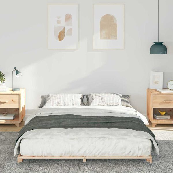 vidaXL Bedframe Bruin 140 x 200 cm Massief grenenhout