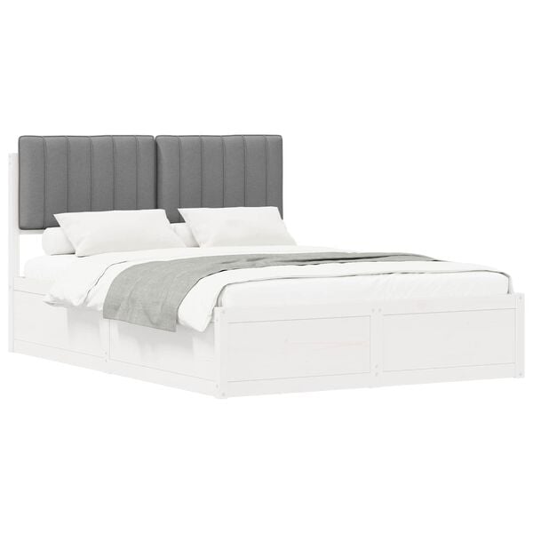 vidaXL Bedframe met Gevoerd Hoofdgedeelte Lichtgrijs 140 x 190 cm