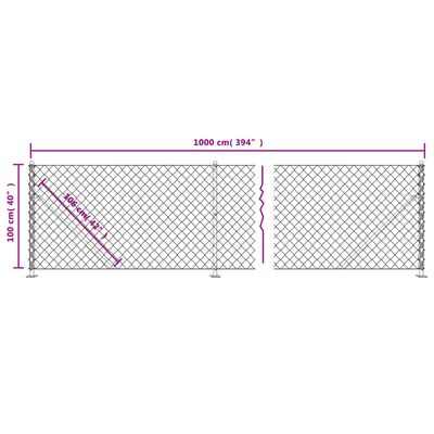 vidaXL Gaashek met flens 1x10 m antracietkleurig