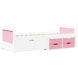 vidaXL Slaapbank met 5 lades zonder matras IRUN 90x200 cm wit en roze