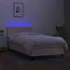 vidaXL Boxspring met matras en LED stof cr&egrave;mekleurig 100x200 cm