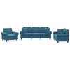 vidaXL 3-delige Loungeset met kussens fluweel blauw