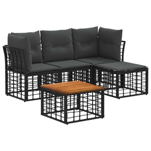 vidaXL Buiten bankenset 5 pcs Zwart en Donkergrijs Polyester